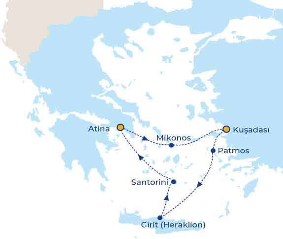 3 gece 4 gün Yunan Adalarına Gemi Turu programı