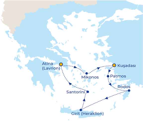 4 gece 5 gün Yunan Adalarına Gemi Turu programı